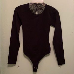 Black lace back/open back bodysuit